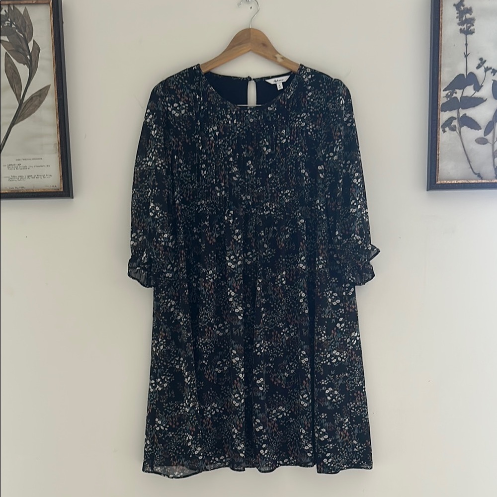 Blue 3/4 Sleeve Crew Neck Sundress for Casual Occasions